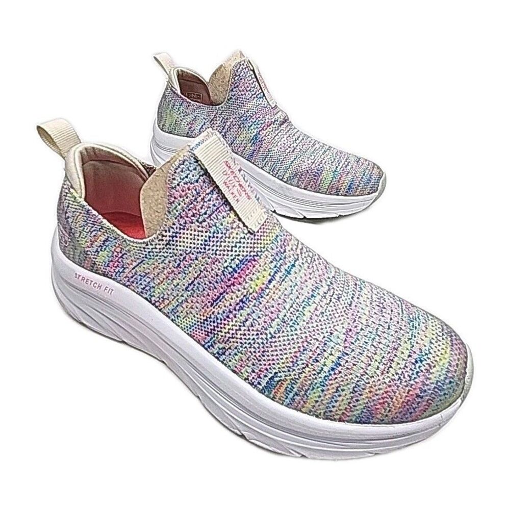 Skechers Sneaker Shoe D'Lux Stretch Relaxed Women Sz 7.5 Foam Cool 149367 Multi
